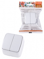 Выключатель 2-кл. открытой установки IP20 10А, белый 