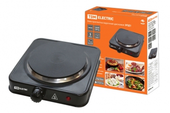 Электроплитка одноконф. ЭПД1 230 В, 1 кВт, диск, черная, | SQ2504-0014 | TDM