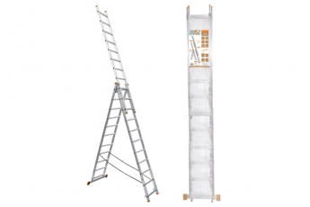 Лестница алюминиевая, ЛА3х12, 3х секционная х 12 ступеней, h=7870 мм, Народная | SQ1028-0204 | TDM