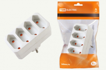 Блок на 4 гнезда 2П 2,5 А 250 B под плоскую вилку белый | SQ1806-0203 | TDM