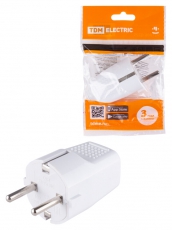 Вилка прямая с/з белая c перфорацией 10А 250В | SQ1806-0197 | TDM