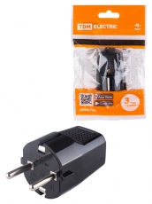 Вилка прямая с/з черная c перфорацией 10А 250В | SQ1806-0198 | TDM