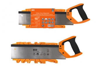 Набор: Пила обушковая по дереву/пластику 350 мм и стусло, закаленные зубья, 