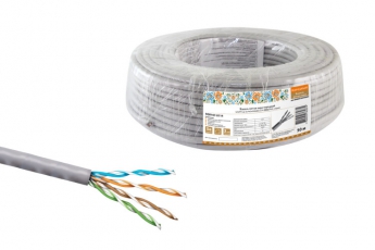 Кабель витая пара народный U/UTP Cat 5e 4х2х24AWG CCA (50м) PVC, серый | SQ0107-0114 | TDM