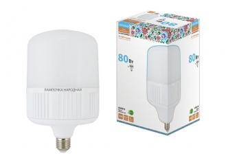 Лампа светодиодная T-80 Вт-230 В-6500 К–E27 (160x265 мм) НАРОДНАЯ | SQ0340-1586 | TDM