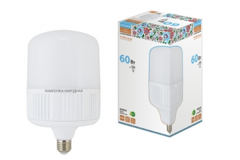 Лампа светодиодная T-60 Вт-230 В-6500 К–E27 (160x265 мм) НАРОДНАЯ | SQ0340-1584 | TDM