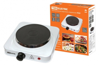 Электроплитка одноконф. ЭПД1 230 В, 1 кВт, диск, белая | SQ2504-0003 | TDM