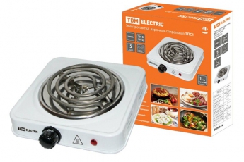 Электроплитка одноконф. ЭПС1 230 В, 1 кВт, спираль, белая | SQ2504-0001 | TDM