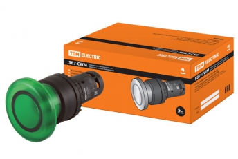 Кнопка грибовидная SB7-CWM31-220V(LED) d35мм 1з зеленая | SQ0746-0049 | TDM