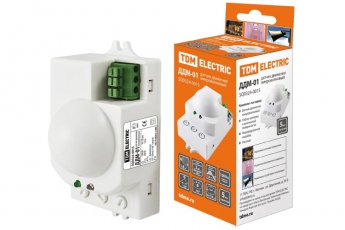 Датчик движения ДДМ-01 5,8ГГц 1200Вт, 10-720с, 1-8м, 3+Лк, 120(сбоку)+360(сверху)гр IP20, | SQ0324-0015 | TDM