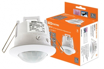 Датчик движения ДДТ-01 1200Вт, 10-420с, 6м, 3+Лк, 120(сбоку)+360(сверху)гр IP20, | SQ0324-0017 | TDM