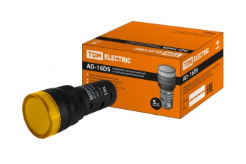 Лампа AD-16DS(LED)матрица d16мм желтый 110В AC/DC  | SQ0702-0067 | TDM
