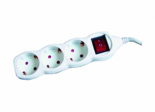 Удлинитель бытовой  У05В выключатель, 5 гнезд, 3метра, с заземлением, ПВС 3х1мм2  16А/250В  | SQ1303-0121 | TDM