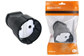 Кабельная розетка 2П б/з 10А 250B черная | SQ1806-0130 | TDM