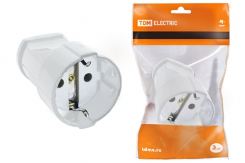 Кабельная розетка 2П+З 16А 250B белая | SQ1806-0131 | TDM