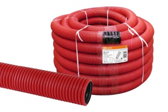 Труба двустенная гофрированная ПНД 63мм с протяжкой (50м) красный | SQ0413-5063 | TDM