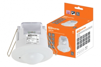 Датчик движения ДДМ-04Т 5,8ГГц, 65мм, 1200Вт, 10-720с, 1-8м, 3+лк, 180(сбоку)+360(сверху)гр, IP20, | SQ0324-0029 | TDM