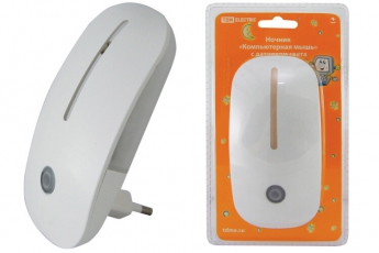 Ночник Компьютерная мышь 0,5Вт светодиодный белый с датчиком света | SQ0357-0014 | TDM