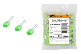 Наконечник штыревой втулочный изолированный (двойной) НШвИ (2) 1,0х8 (100 шт)  | SQ0521-0004 | TDM
