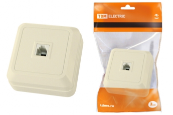 Розетка TФ (RJ-11) открытой установки IP20, сл. кость 