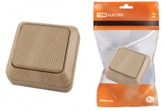 Выключатель 1-кл. открытой установки IP20 10А, сосна 