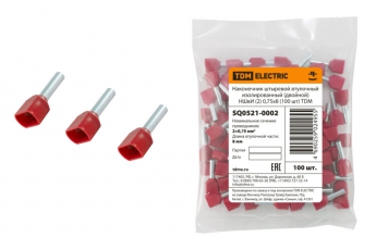 Наконечник штыревой втулочный изолированный (двойной) НШвИ (2) 0,75х8 (100 шт)  | SQ0521-0002 | TDM