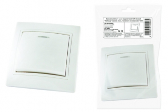 Выключатель 1 кл. с подсветкой 10А белый 