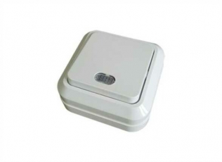 Выключатель 1-кл. открытой установки с подсветкой IP20 10А, белый 