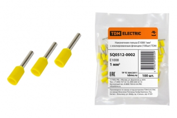 Наконечник-гильза Е1008 1мм2 с изолированным фланцем (100шт)  | SQ0512-0002 | TDM