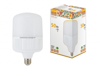 Лампа светодиодная T-50 Вт-230 В-4000 К–E27 (140x238 мм) НАРОДНАЯ | SQ0340-1581 | TDM