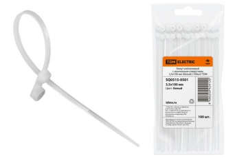 Хомут нейлоновый с монтажным отверстием 3,5х100 мм (белый) (100шт) | SQ0515-0501 | TDM