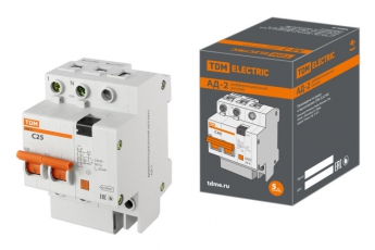Выключатель автоматический дифференциального тока АД-2 2п 25А C 30мА тип AC (4 мод) | SQ0221-0002 | TDM