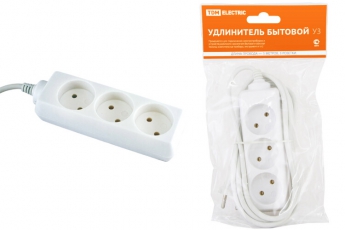 Удлинитель бытовой У3 3 гнезда, 5метров, без заземления, ПВС 2х0,75мм2 10А/250В | SQ1303-0202 | TDM