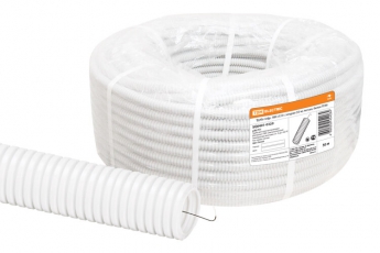 Труба гибкая гофрированная ПВХ d 20 с зондом (50 м) легкая, белая | SQ0401-0320 | TDM
