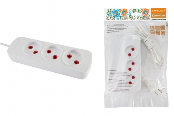 Удлинитель народный УН3 3 гнезда, 10метров, б/з, ШВВП 2х0,75 мм2 6А/250В | SQ1303-1204 | TDM