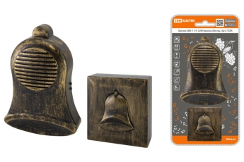 Звонок беспроводной на батарейках ЗББ-11/5-32М бронза (32 мелодии, кнопка IP30, 3х1,5В АА) | SQ1901-0029 | TDM