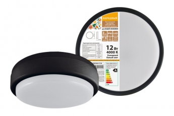 Светильник светодиодный пылевлагозащищенный для ЖКХ ДПП 2902 12Вт 990 лм 4000К IP65 чёрный круг160*48 мм с датчиком Народный | SQ0366-0136 | TDM