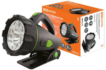 Фонарь прожекторный 9хLED аккумулятор 4В3А*4 + 1 галогенная лампа, подставка | SQ0350-0021 | TDM