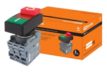 Кнопка двойная MPD13-11R (зеленая/красная-выступающая) (LED) d22мм/24В (I/O) линза красная | SQ0747-0039 | TDM