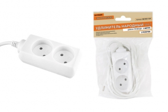 Удлинитель народный УН2 2 гнезда, 3метра, б/з, ШВВП 2х0,75 мм2 6А/250В | SQ1303-1231 | TDM