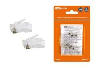 Разъем RJ-45 UTP для кабеля кат. 6, 8P8C в блистере (10шт) | SQ0561-0008 | TDM