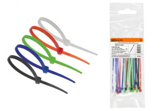 Хомуты 4,8х300 цветные набор 5 цветов (черный, белый, красный, синий, зеленый) (25 штук) | SQ0515-0361 | TDM