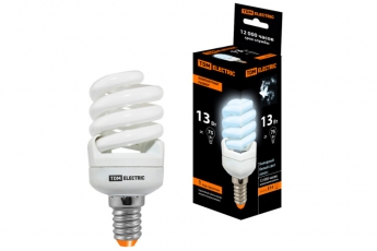 Лампа энергосберегающая КЛЛ 13Вт E14 840 cпираль FSТ2 КОМПАКТ 41х95мм | SQ0323-0180 | TDM