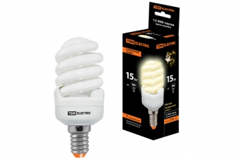 Лампа энергосберегающая КЛЛ 15Вт E14 827 cпираль FSТ2 КОМПАКТ 40х98мм | SQ0323-0182 | TDM