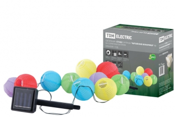 Светильник светодиодный садово-парковый СП-062 гирлянда Китайские фонарики-10, солнечная батарея | SQ0330-0134 | TDM