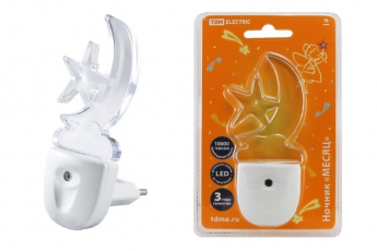 Ночник Месяц 0,3Вт светодиодный белый с датчиком света | SQ0357-0009 | TDM