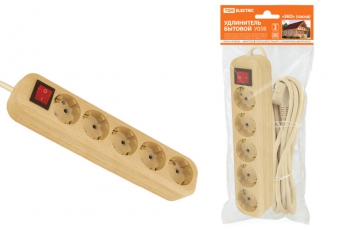 Удлинитель бытовой У05В выключатель, 5 гнезд, 5метров,2П+3, ПВС 3х1мм2 
