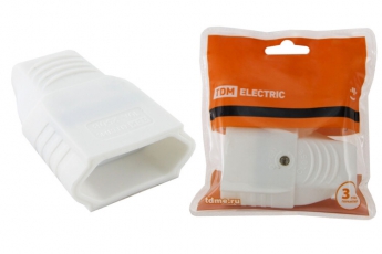 Кабельная розетка 2П 10А 250B (под евровилку CEE 7/16) с з/ш прямой вывод кабеля белая | SQ1806-0091 | TDM