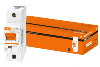Выключатель автоматический однополюсный ВА47-125 25А D 15кА | SQ0208-0004 | TDM