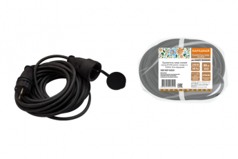 Удлинитель-шнур силовой каучук КГ IP44 штепс. гнездо с/з, 3700 Вт 30м Народный | SQ1307-0223 | TDM